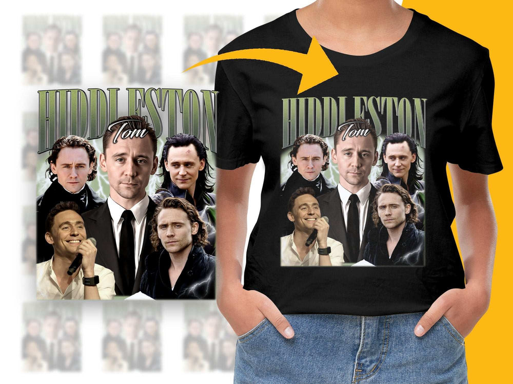 Tom Hiddleston Collage T-Shirt, Graphic Tee, Actor Fan Merchandise, Unisex Clothing, Movie Star Apparel, Gift for Fans