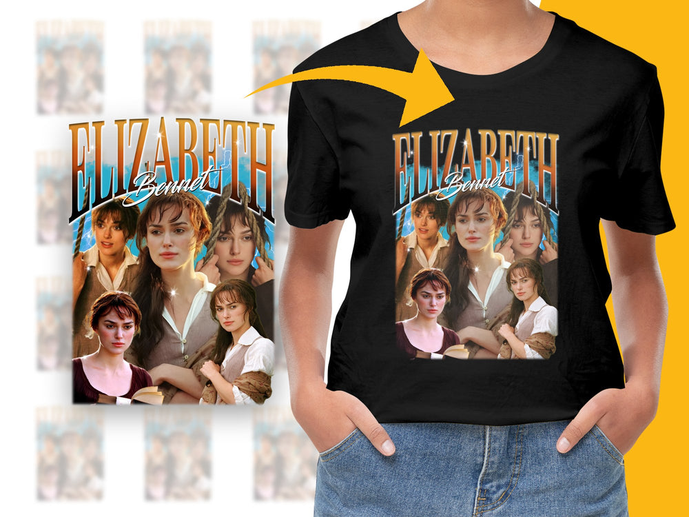 Elizabeth Bennett Pride and Prejudice Inspired Graphic T-Shirt Vintage Style Literary Tee