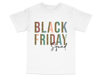 Load image into Gallery viewer, Black Friday Squad T-Shirt, Colorful Leopard Print Letters, Holiday Shopping Team Tee, Festive Casual Top
