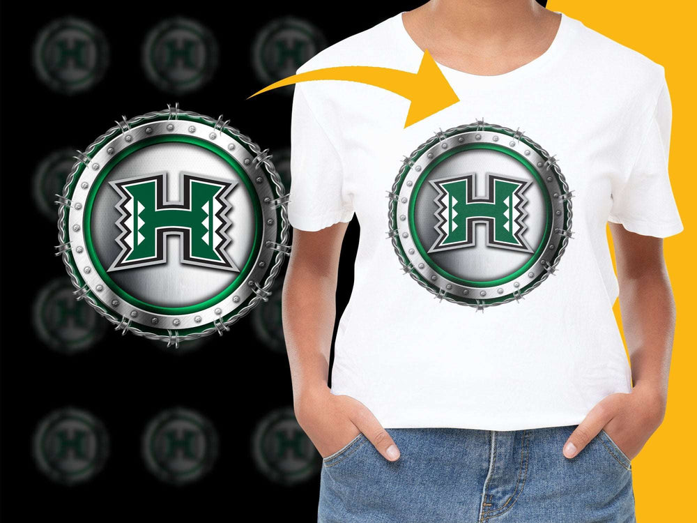 University of Hawaii Logo T-Shirt, Unisex Cotton Tee, College Sports Apparel, Green and White Logo
