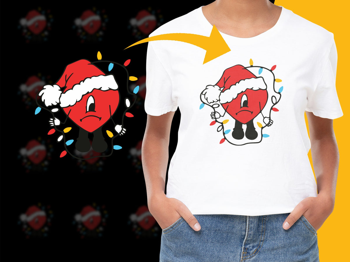 Festive Santa Hat Cartoon Bomb Graphic T-Shirt, Funny Christmas Holiday Tee for All Ages, Unisex Casual Wear