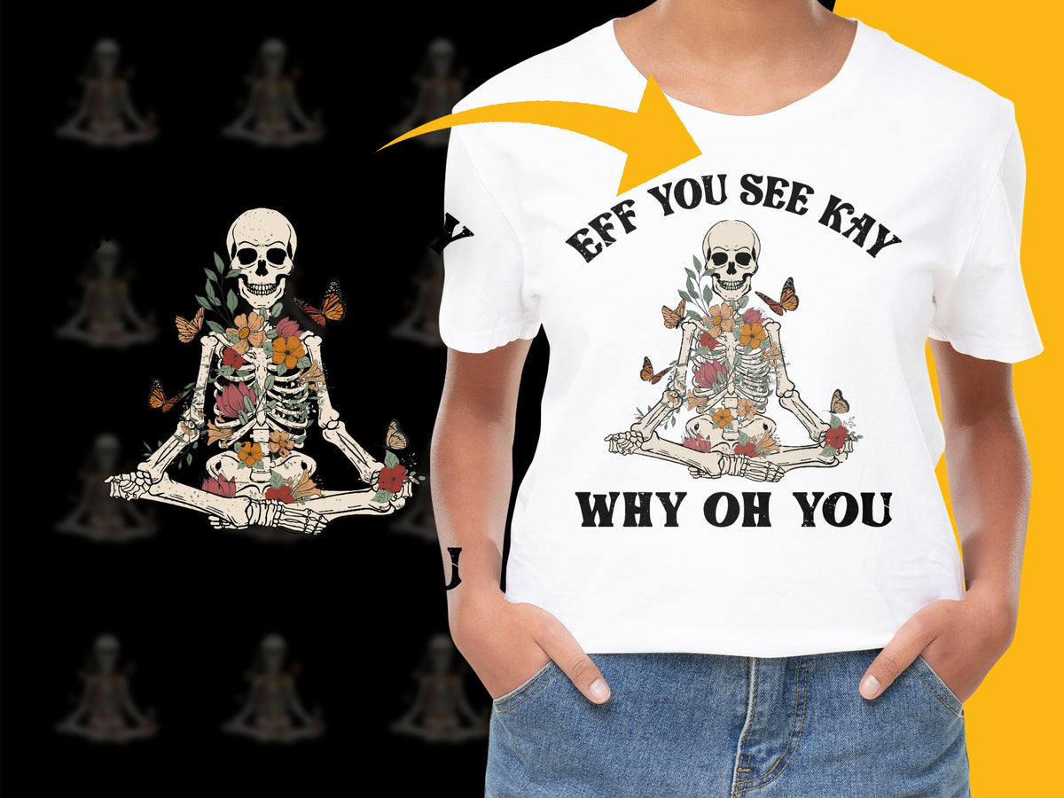 Funny Skeleton Graphic Tee, Skull T-Shirt, Halloween Party Casual Streetwear Cotton Shirt for Adults