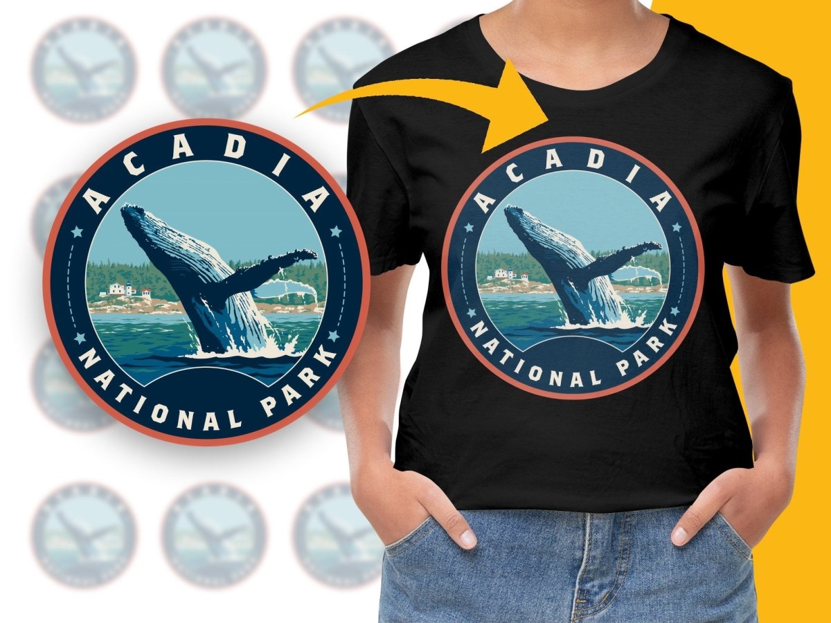 Acadia National Park Whale Illustration Png Digital Download - Teepew