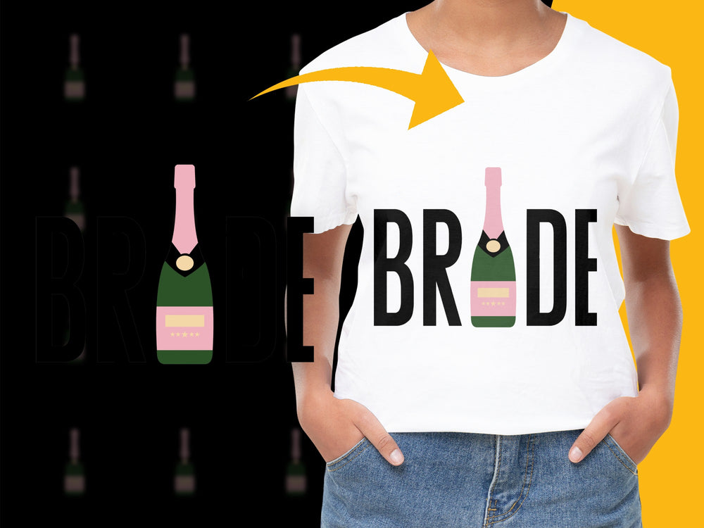Bride Bachelorette Party T-Shirt, Champagne Graphic Tee, Stylish Wedding Celebration Shirt, Fun Bridal Party Gift