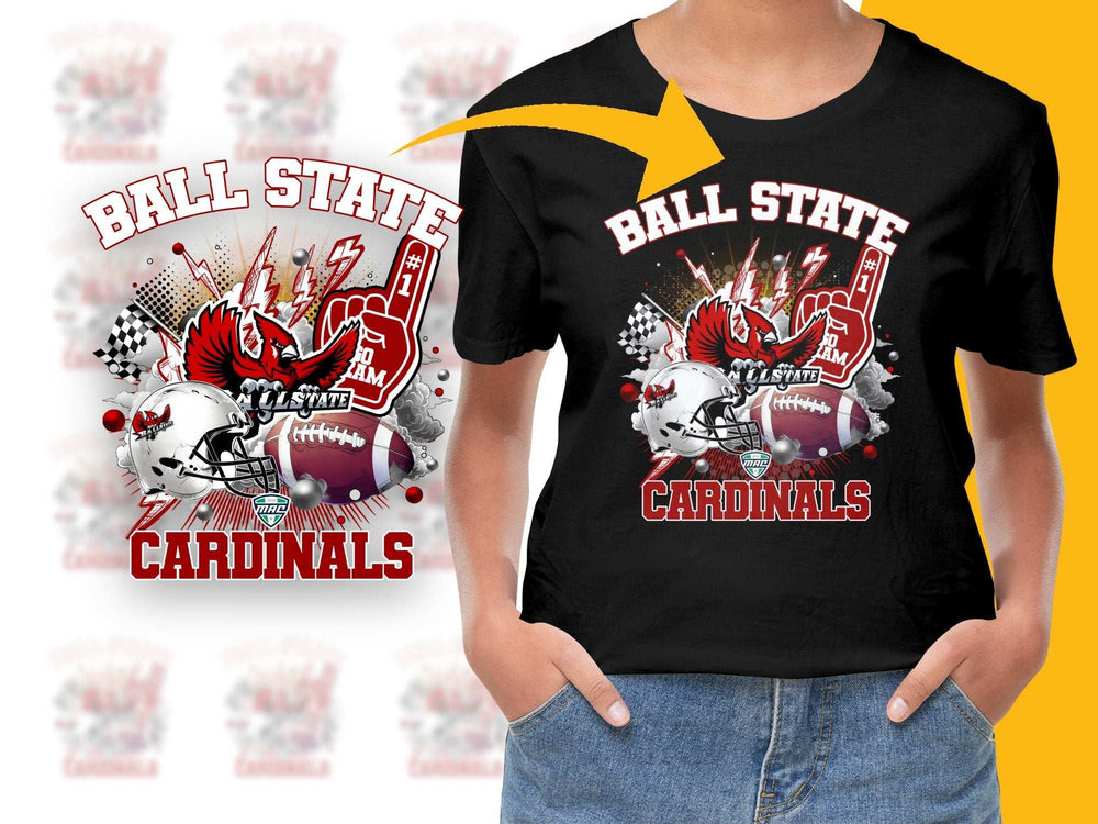 Ball State Cardinals Graphic T-Shirt, College Football Tee, Sports Fan Apparel, Unisex Black Shirt
