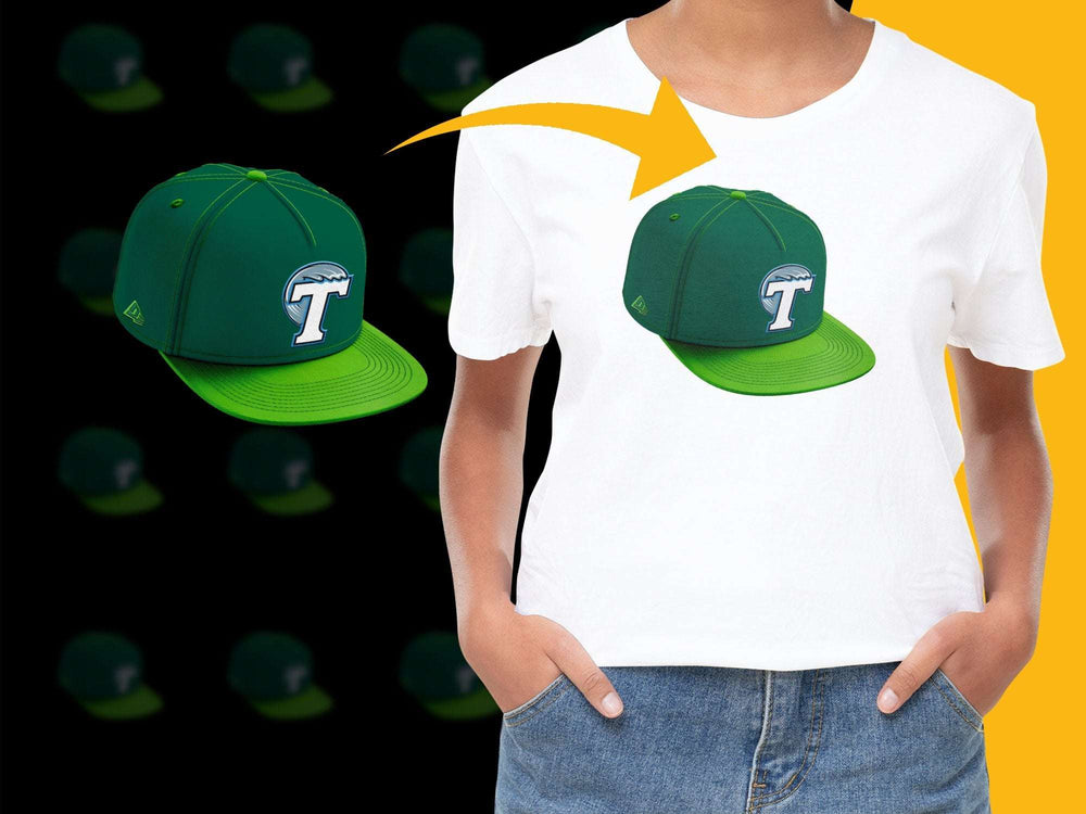 Green and White Baseball Cap, Unisex Snapback Hat, Sporty Adjustable Cap, Casual Headwear, Trendy Logo Cap