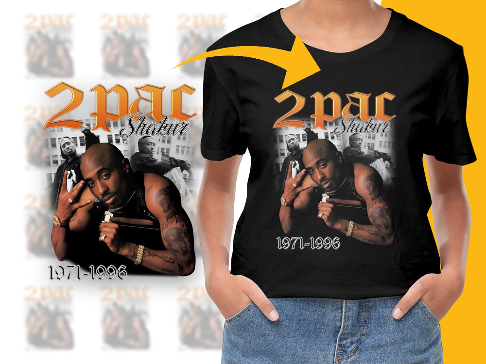 Vintage 2Pac Shakur T-Shirt, 1971-1996 Hip Hop Legend Tee, Unisex Rap Music Top