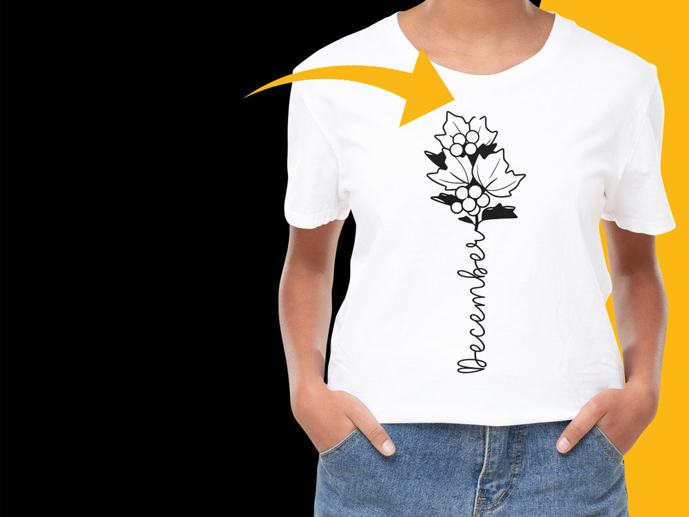 December Birth Flower T-Shirt, White Floral Narcissus Graphic Tee, Unisex Cotton Shirt Gift for Birthday