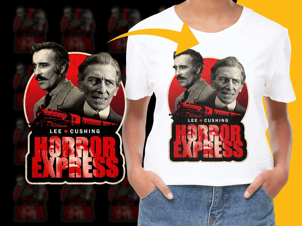 Horror Express T-Shirt, Classic Movie Tee, Vintage Film Graphic, Lee Cushing, Retro Horror Fan Apparel