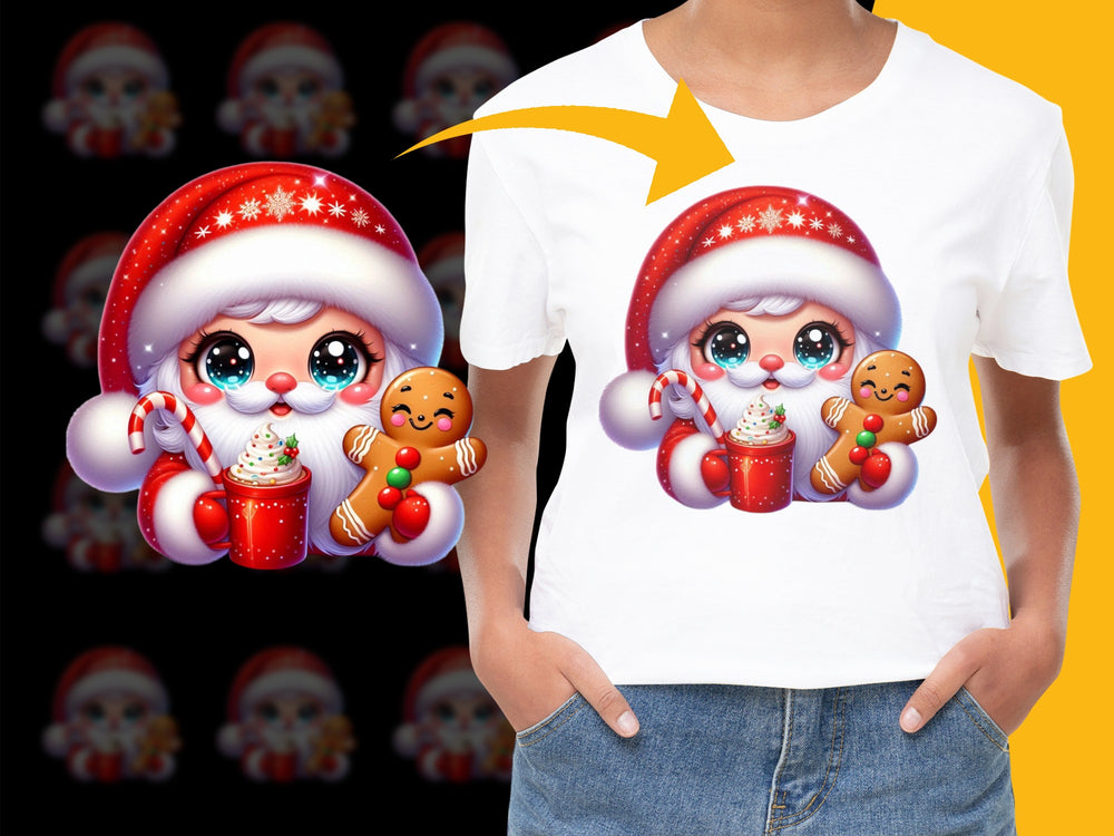 Cute Christmas Santa Girl T-Shirt, Kids Holiday Graphic Tee, Festive Winter Apparel, Xmas Gift Idea
