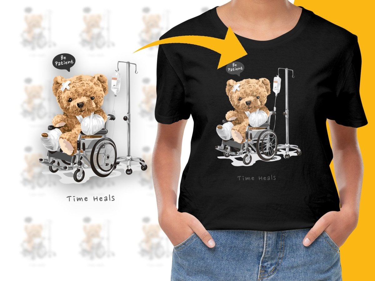 Adorable Bear in Wheelchair Time Heals PNG File - Teepew
