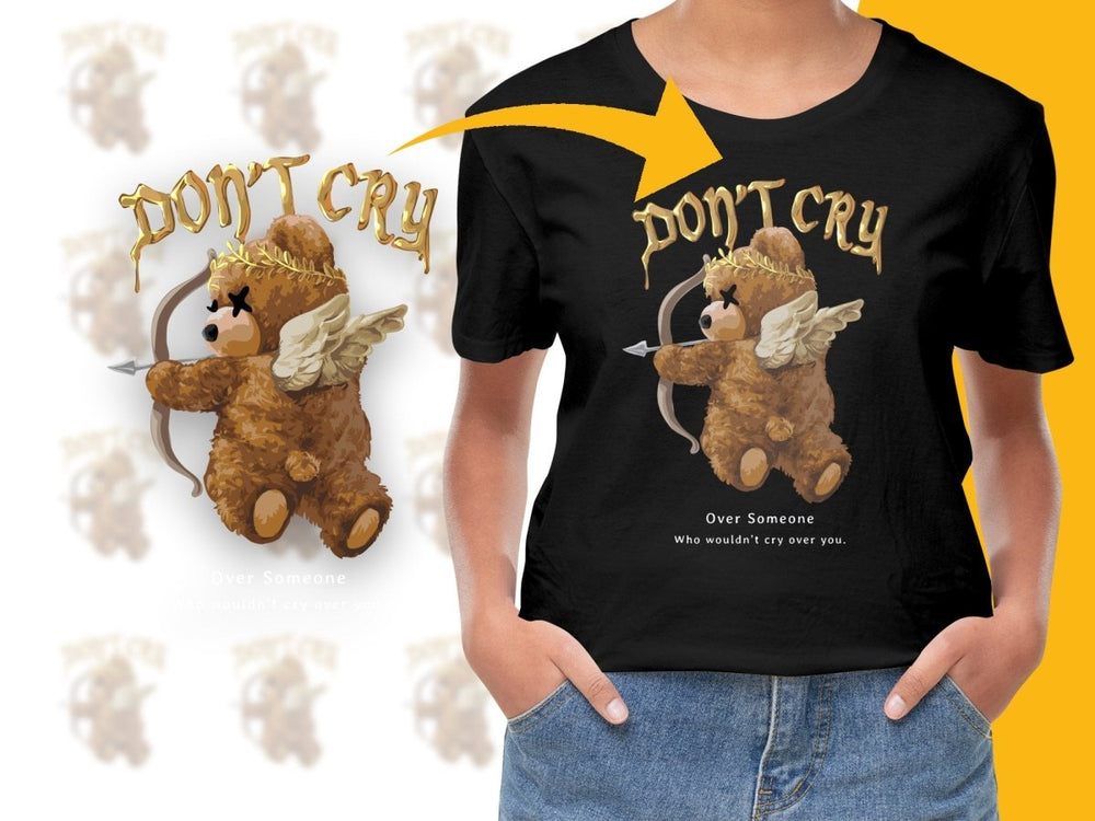 Adorable Bear with Wings and Bow Don't Cry PNG File - Teepew