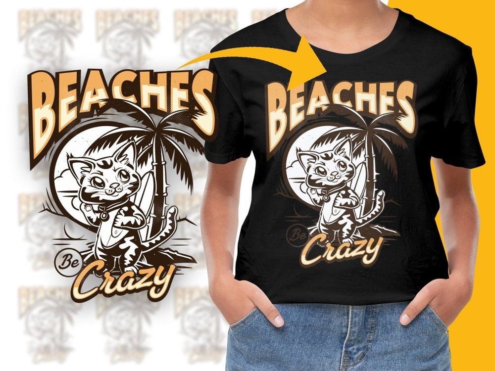 Adorable Cat Surfer Design Beaches Be Crazy PNG File - Teepew