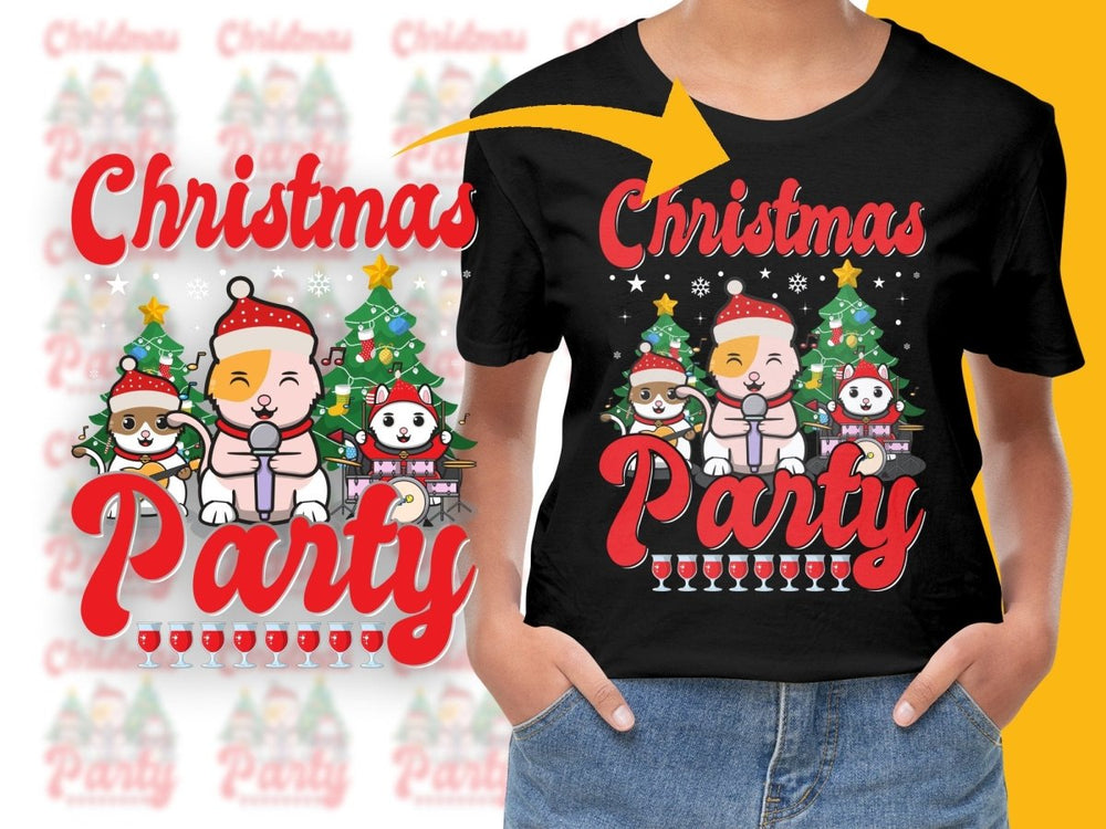 Adorable Christmas Party PNG File Featuring Cute Characters PNG File - Teepew