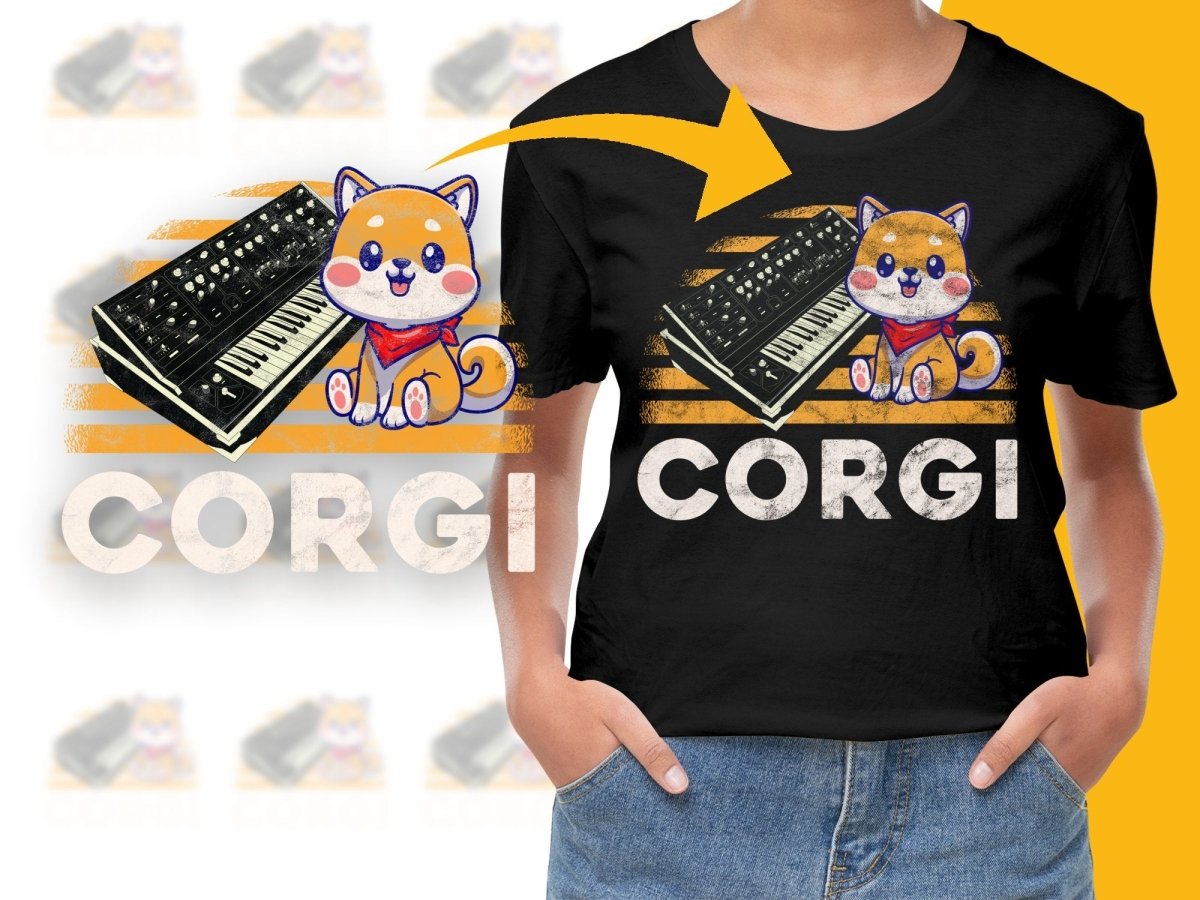 Adorable Corgi with Synthesizer Design Graphic PNG File - Teepew