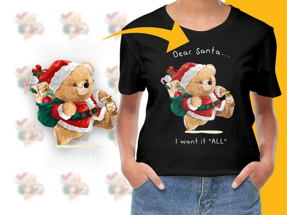 Adorable Teddy Bear Santa Claus Running Christmas PNG File - Teepew