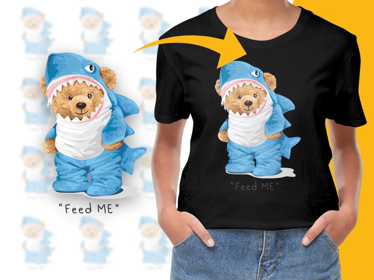 Adorable Teddy Bear Shark Costume Feed ME PNG File - Teepew