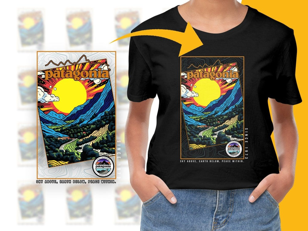 Adventure Brand Vibrant Sun Mountain View PNG File - Teepew