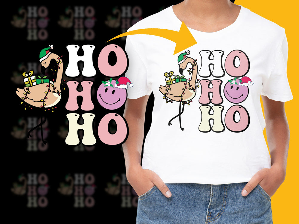 Kids Christmas T-Shirt, Cute Santa Flamingo Holiday Tee, Fun Festive Children's Clothing, Bright Colorful Xmas Gift Idea