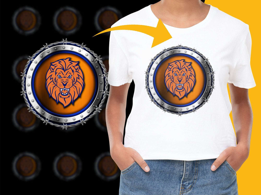Unique Lion Graphic T-Shirt, Bold Orange and Black Design, Unisex Casual Wear