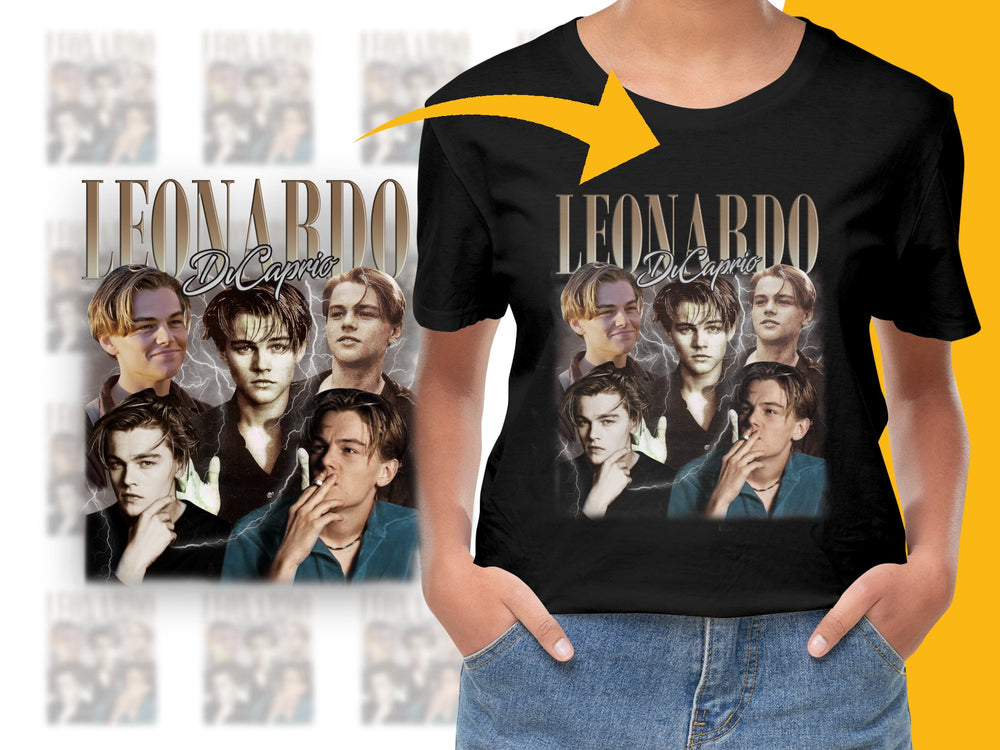 Leonardo DiCaprio Graphic T-Shirt, Vintage Actor Print Tee, 90s Style Celebrity Fashion Top, Unisex Clothing