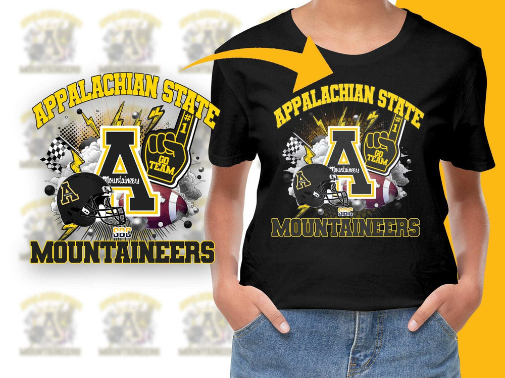 Appalachian State Mountaineers T-Shirt, College Football Graphic Tee, Yellow and Black Shirt