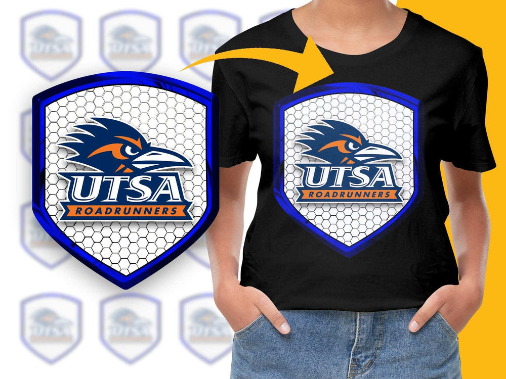 UTSA Roadrunners Graphic T-Shirt, College Sports Team Logo Tee, Black Cotton Shirt, Fan Apparel