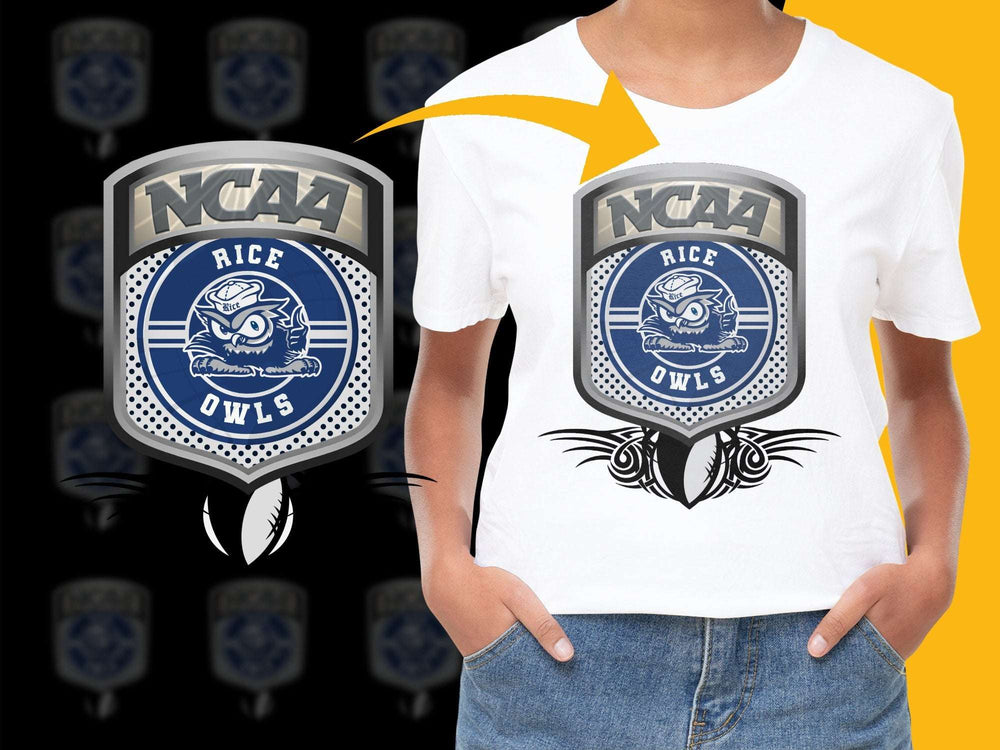 Rice University Owls NCAA Logo T-Shirt, College Sports Fan Apparel, Unisex White Tee
