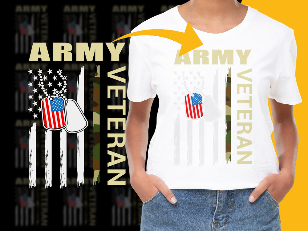 Army Veteran T-Shirt USA Flag Military Appreciation Patriotic Tee Unisex Gift