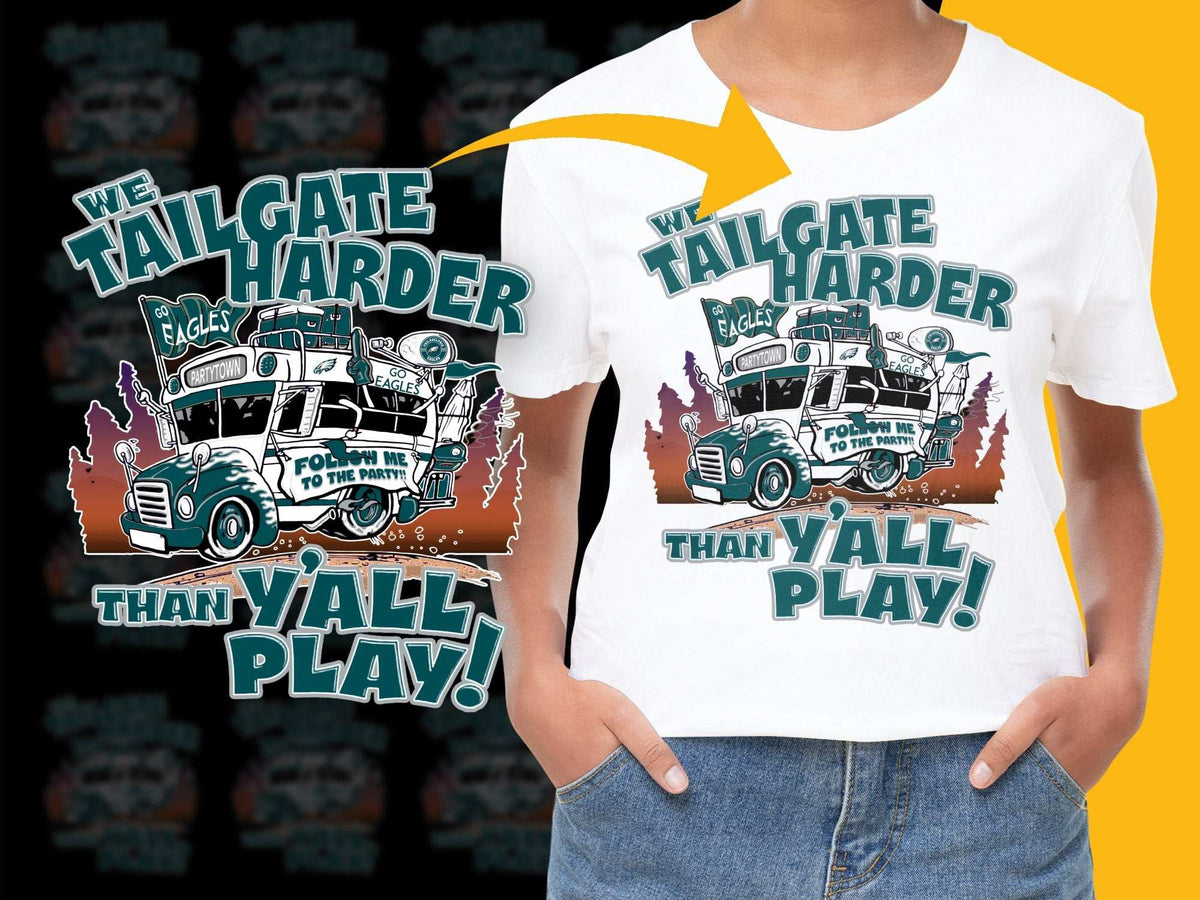 Tailgate Graphic T-Shirt Vintage Truck Sports Fan Apparel Eagles Game Day Tee