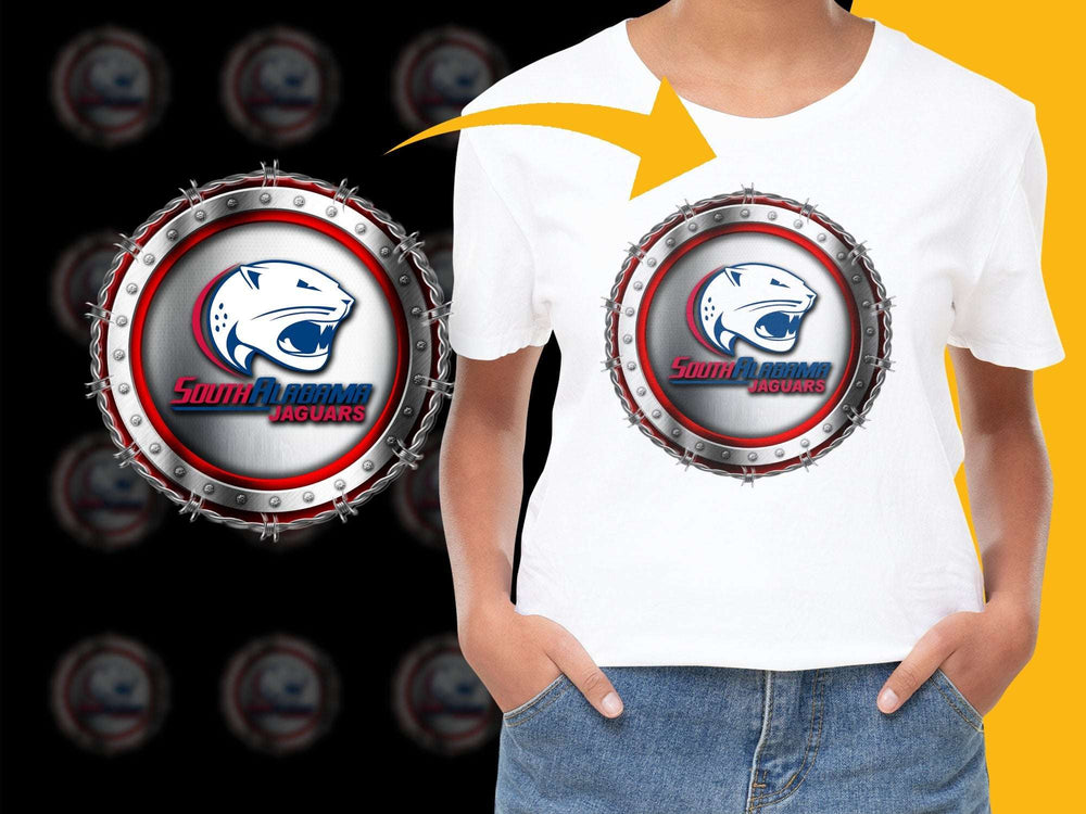 South Alabama Jaguars T-Shirt, College Sports Team Graphic Tee, Casual Red and Gray Shirt
