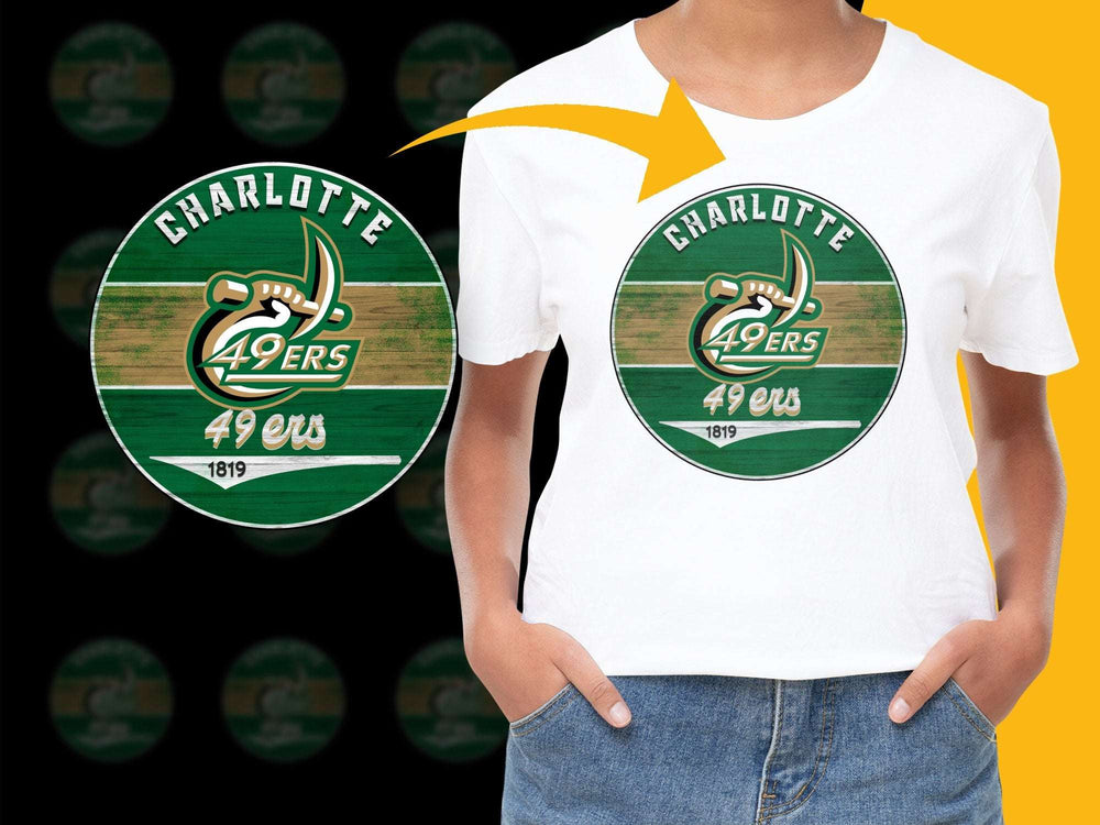 Charlotte 49ers T-Shirt, Vintage Logo Design, College Sports Fan Apparel, Green and White
