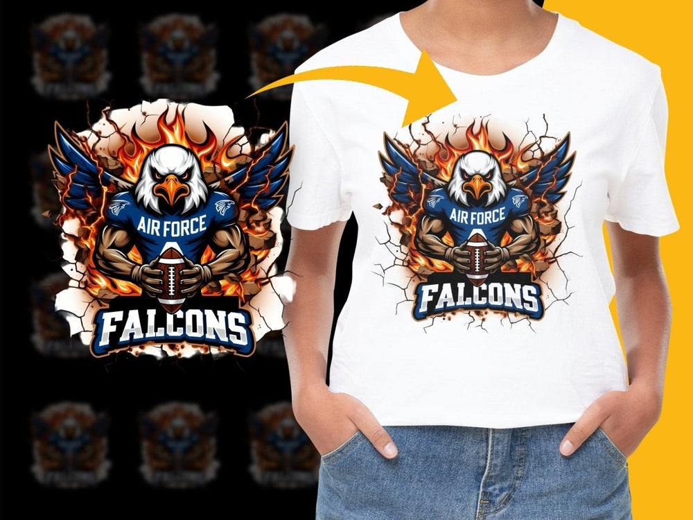 Air Force Falcons Fiery Eagle Breaking Wall PNG File - Teepew