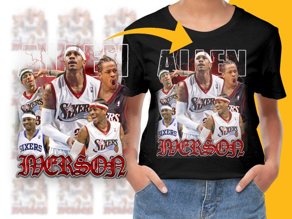 Allen Iverson Iconic Basketball Legend Sixers Bootleg PNG File - Teepew