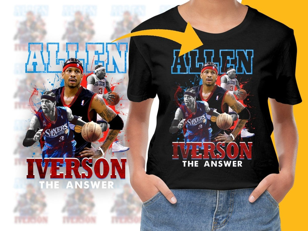 Allen Iverson Philadelphia 76ers Basketball Legend Bootleg PNG File - Teepew