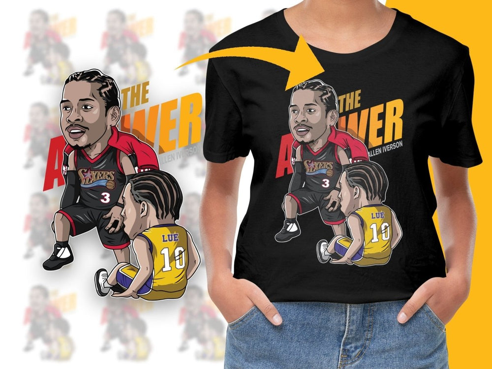 Allen Iverson Philadelphia 76ers The Answer Bsketball Star Caricature PNG File - Teepew
