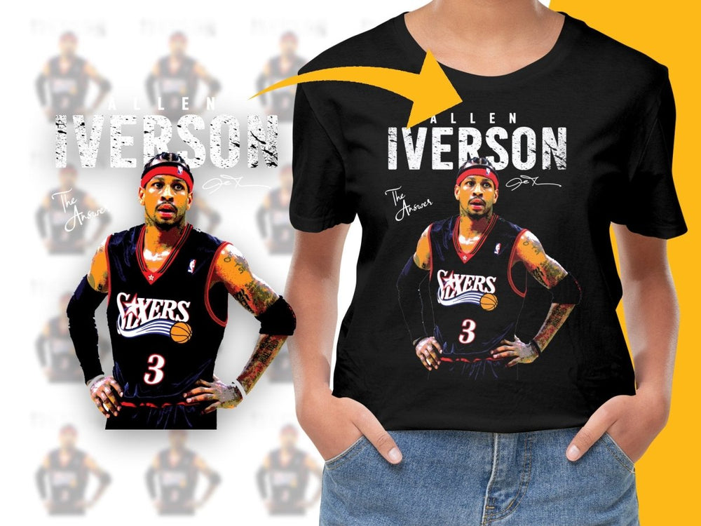 Allen Iverson Sixers Basketball Legend Bootleg PNG File - Teepew