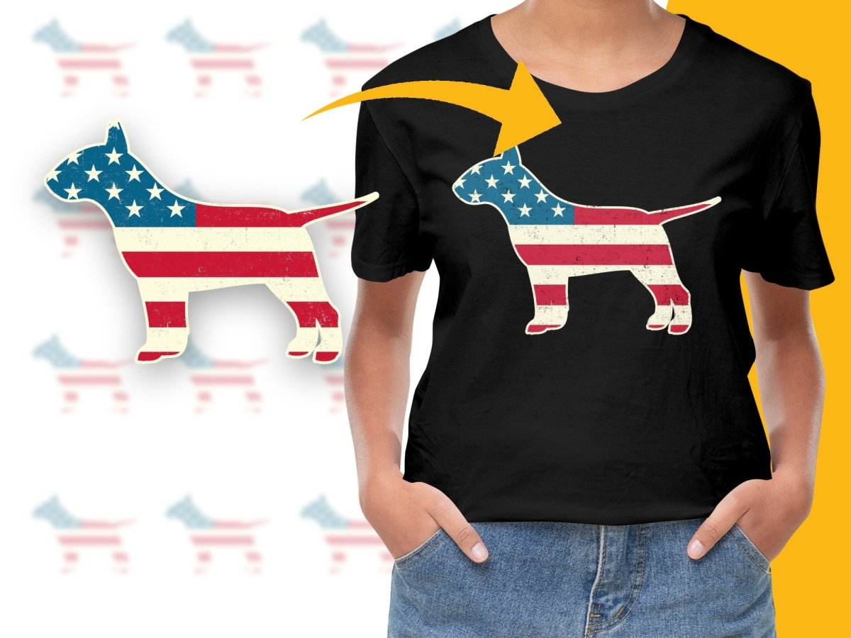 American Flag Bull Terrier Outline Graphic PNG File - Teepew