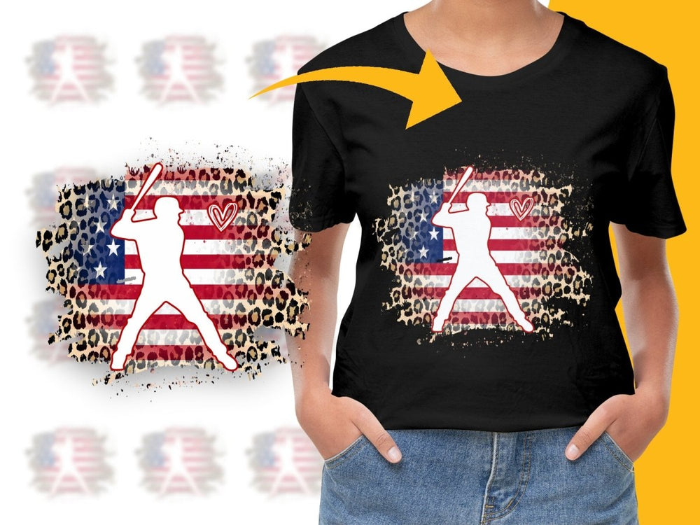 American Flag Leopard Print Baseball Player PNG File - Teepew