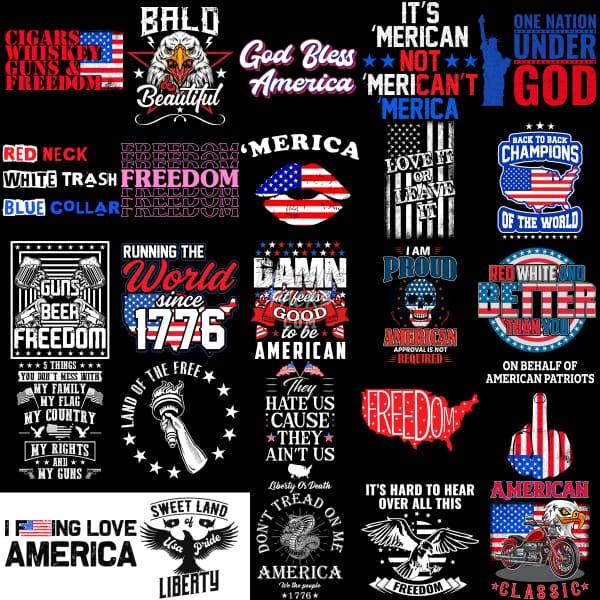 American Patriots Designs Bundle Png Ai Psd With Fonts