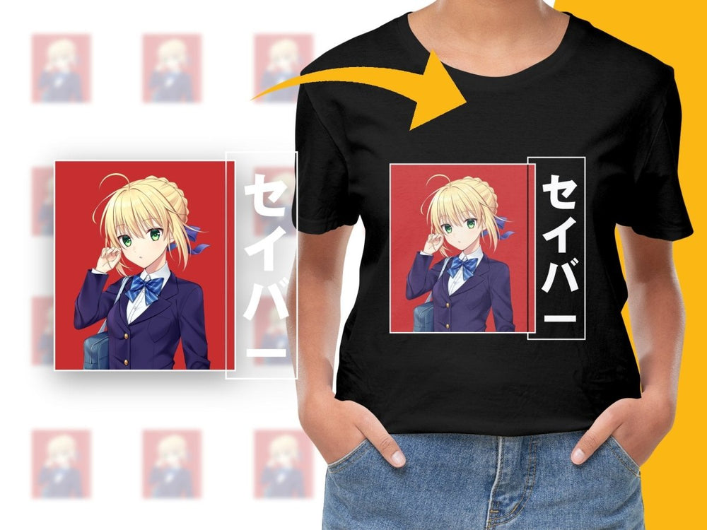 Anime Character with Blue Ribbon School Outfit Digital - Teepew