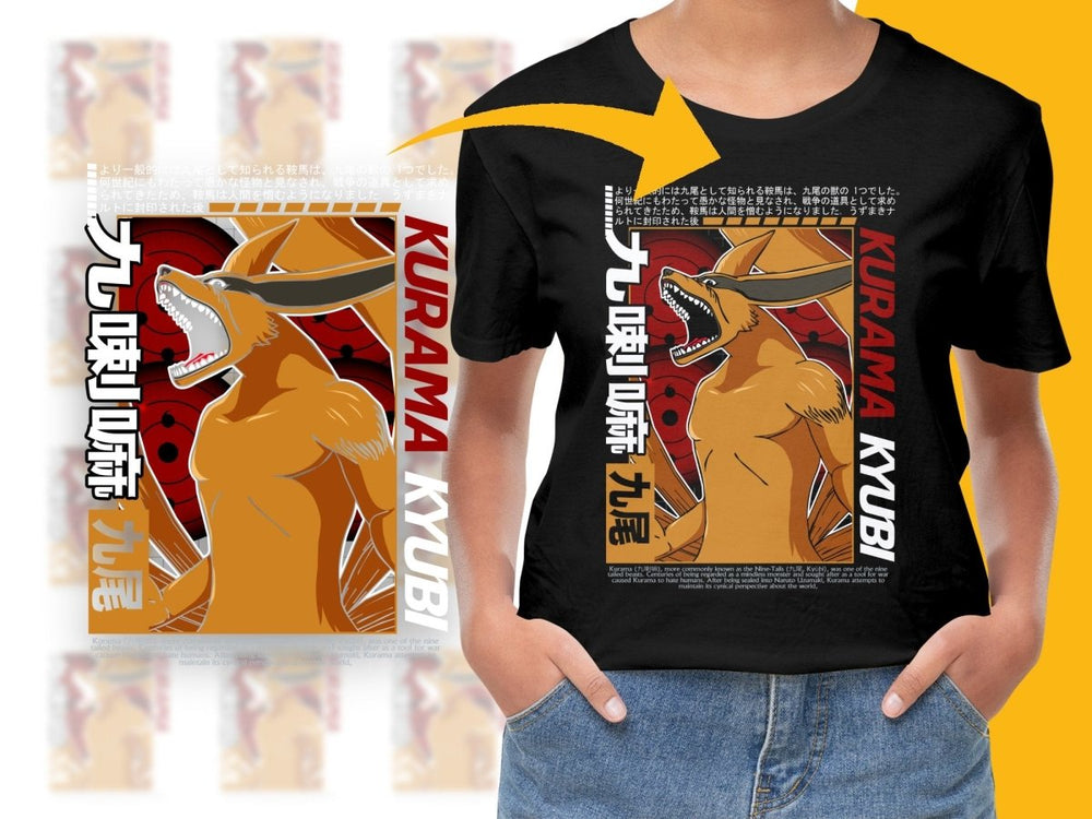 Anime Kurama Nine - Tails Fox Graphic Cool PNG File - Teepew