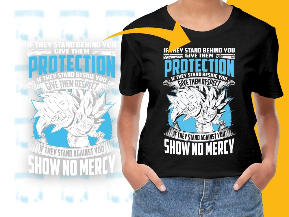 Anime Saiyan Warrior Protection Respect Show No Mercy PNG File - Teepew