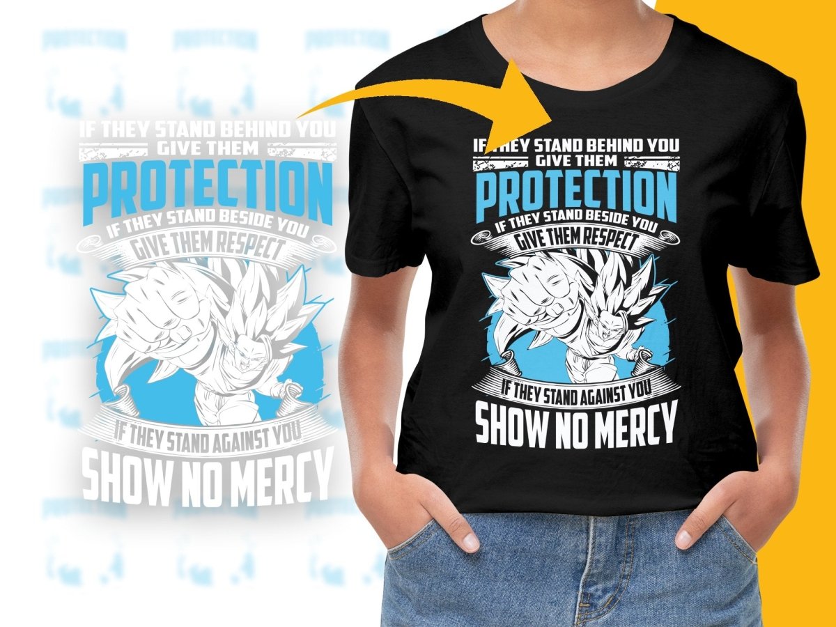 Anime Saiyan Warrior Protection Respect Show No Mercy PNG File - Teepew