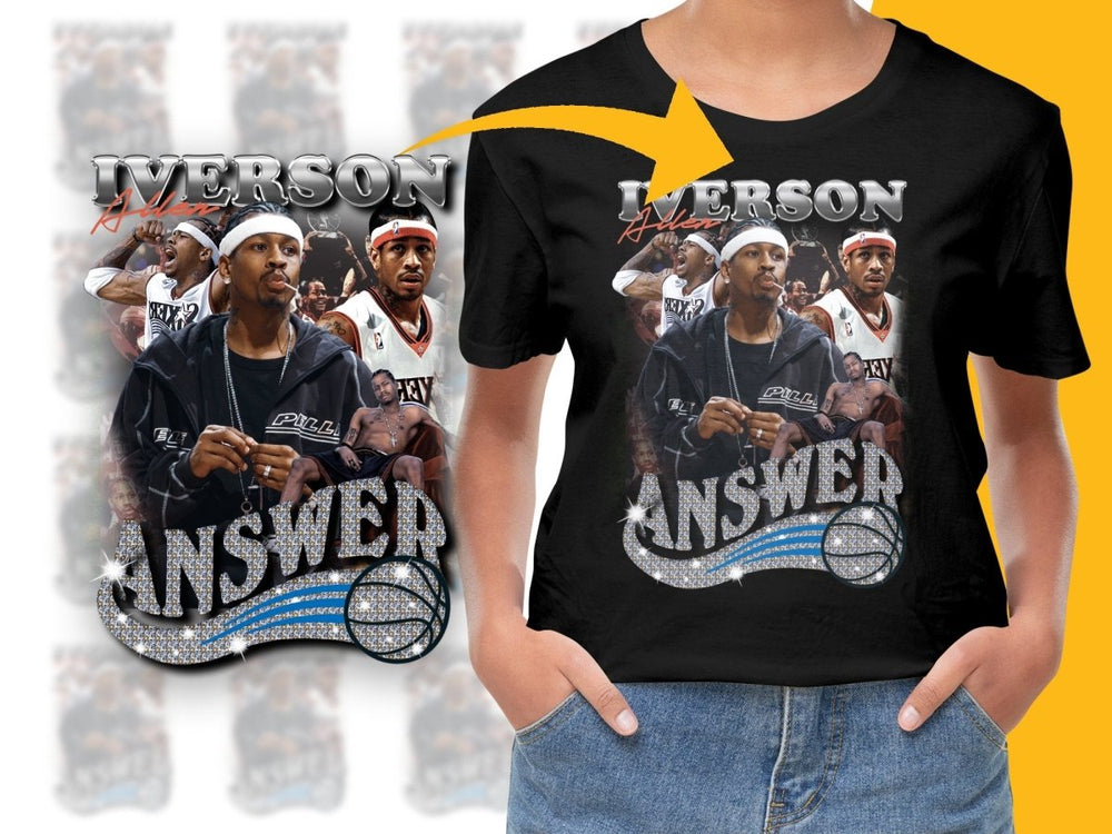 Answer Iverson Allen Sixers Basketball Superstar Bootleg Graphic PNG File - Teepew