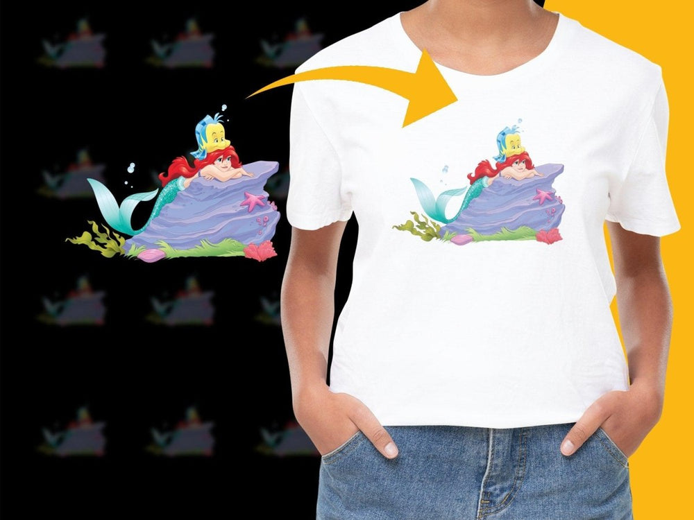 Ariel and Flounder Relax by Rock Large Print PNG File - Teepew