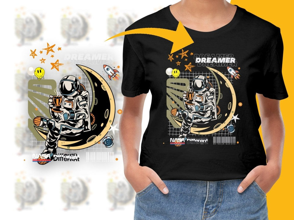 Astronaut Dreaming with Coffee on the Moon PNG File - Teepew