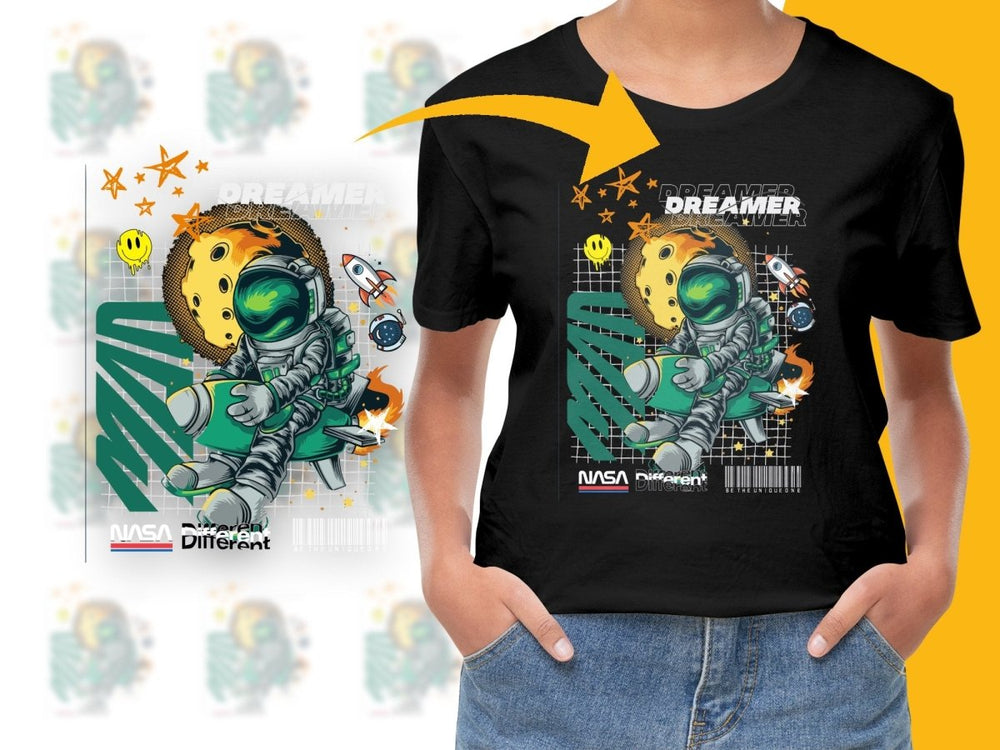 Astronaut in Space Dreamer Rocket Graphic PNG File - Teepew