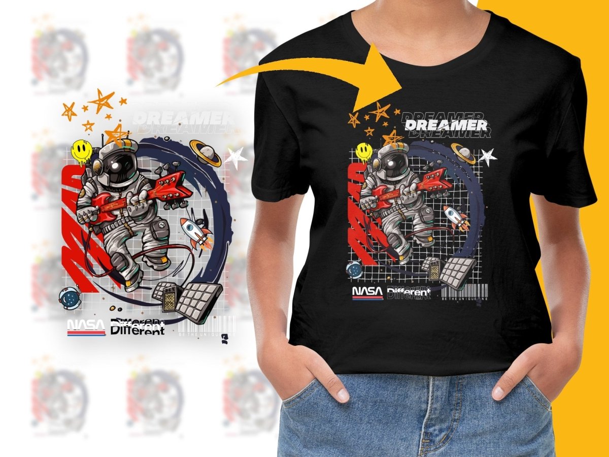 Astronaut Playing Guitar Scene with Space Elements PNG File - Teepew