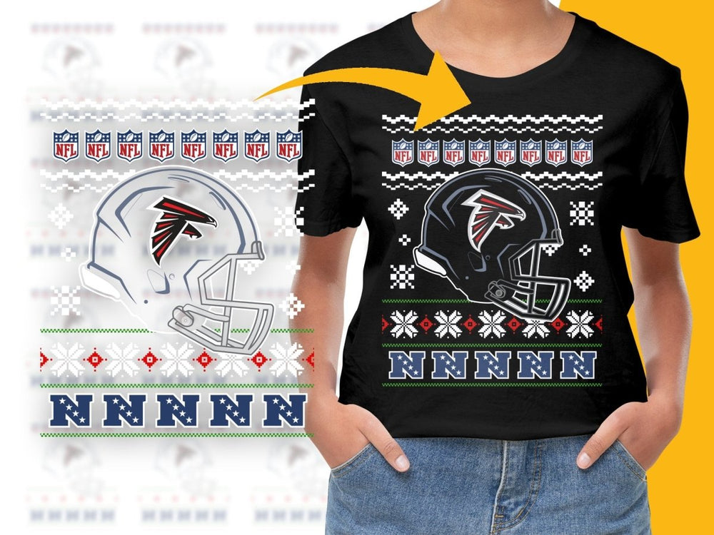Atlanta Falcons Ugly Christmas Sweater Helmet PNG File - Teepew